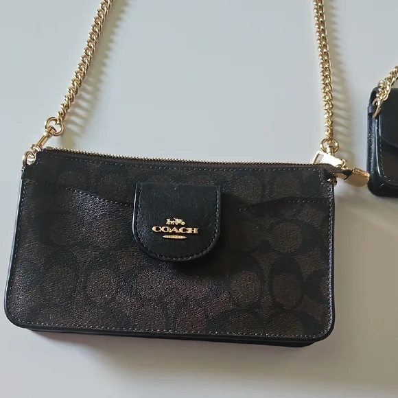 Coach Black Crossbody Bag with Gold Chain - Picture 3 of 10